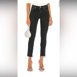Agolde jeans Toni mid rise straight in a washed black grey color
